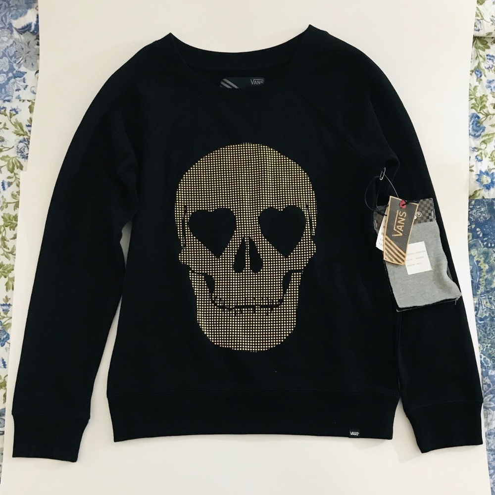 Vans | Black and Gold Skull Sweater